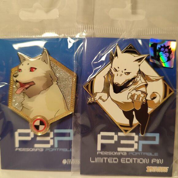 Persona 3 Portable Koromaru Enamel Pins Set Of 2 Official Atlus Collectible - Picture 1 of 3